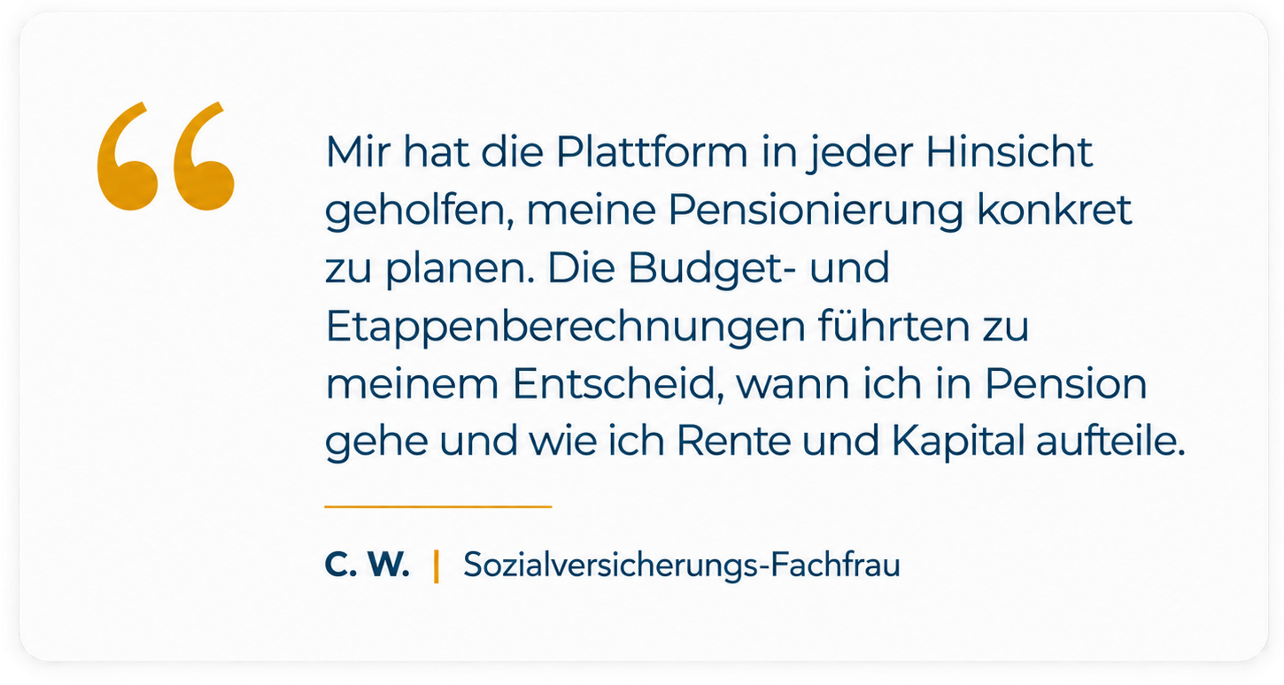 Teilnehmerstimmen zur persönlichen Vorsorgeorientierung: verständlich, praxisnah und auf die eigene Situation anwendbar.