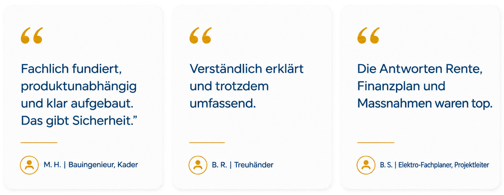 Teilnehmerstimmen zur persönlichen Vorsorgeorientierung: verständlich, praxisnah und auf die eigene Situation anwendbar.