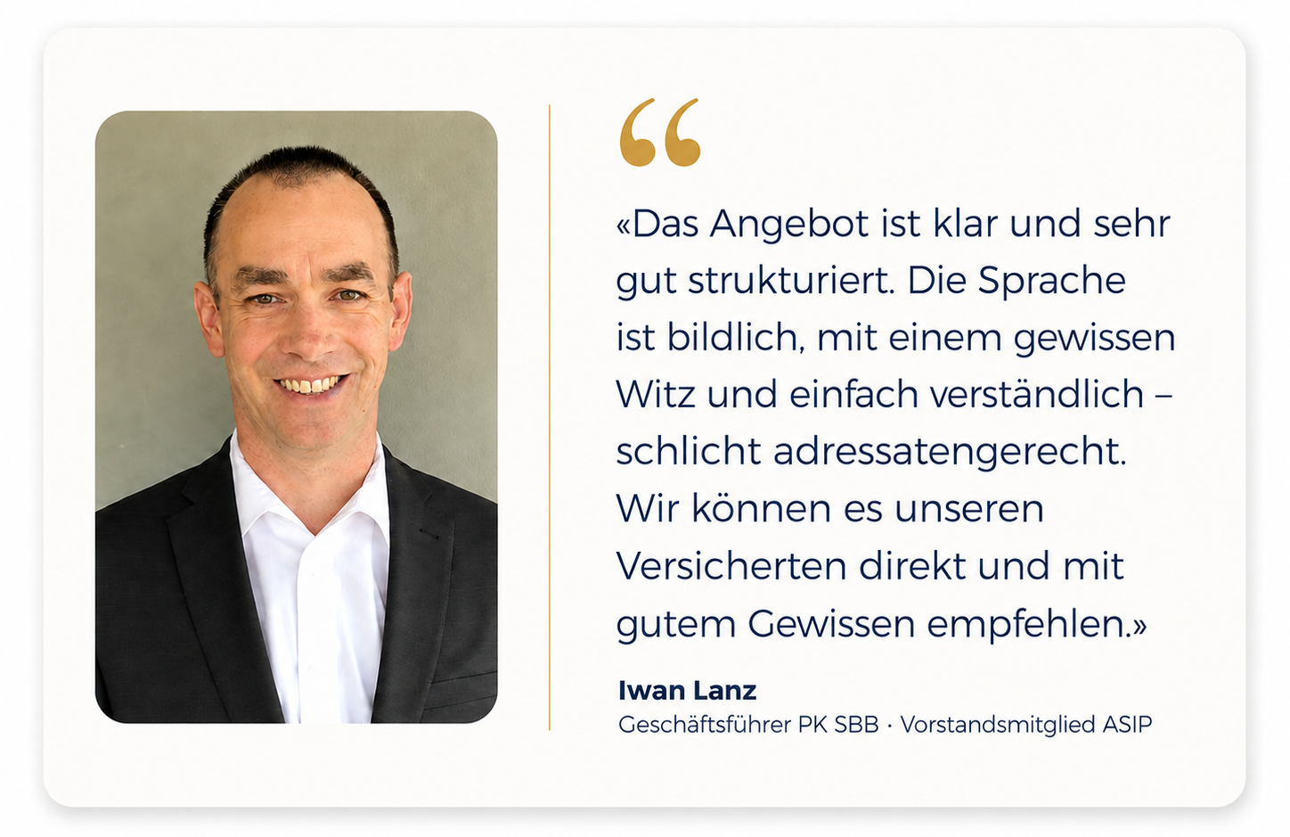 Iwan Lanz, Geschäftsführer der Pensionskasse SBB, über verständliche und adressatengerechte Vorsorgeorientierung.